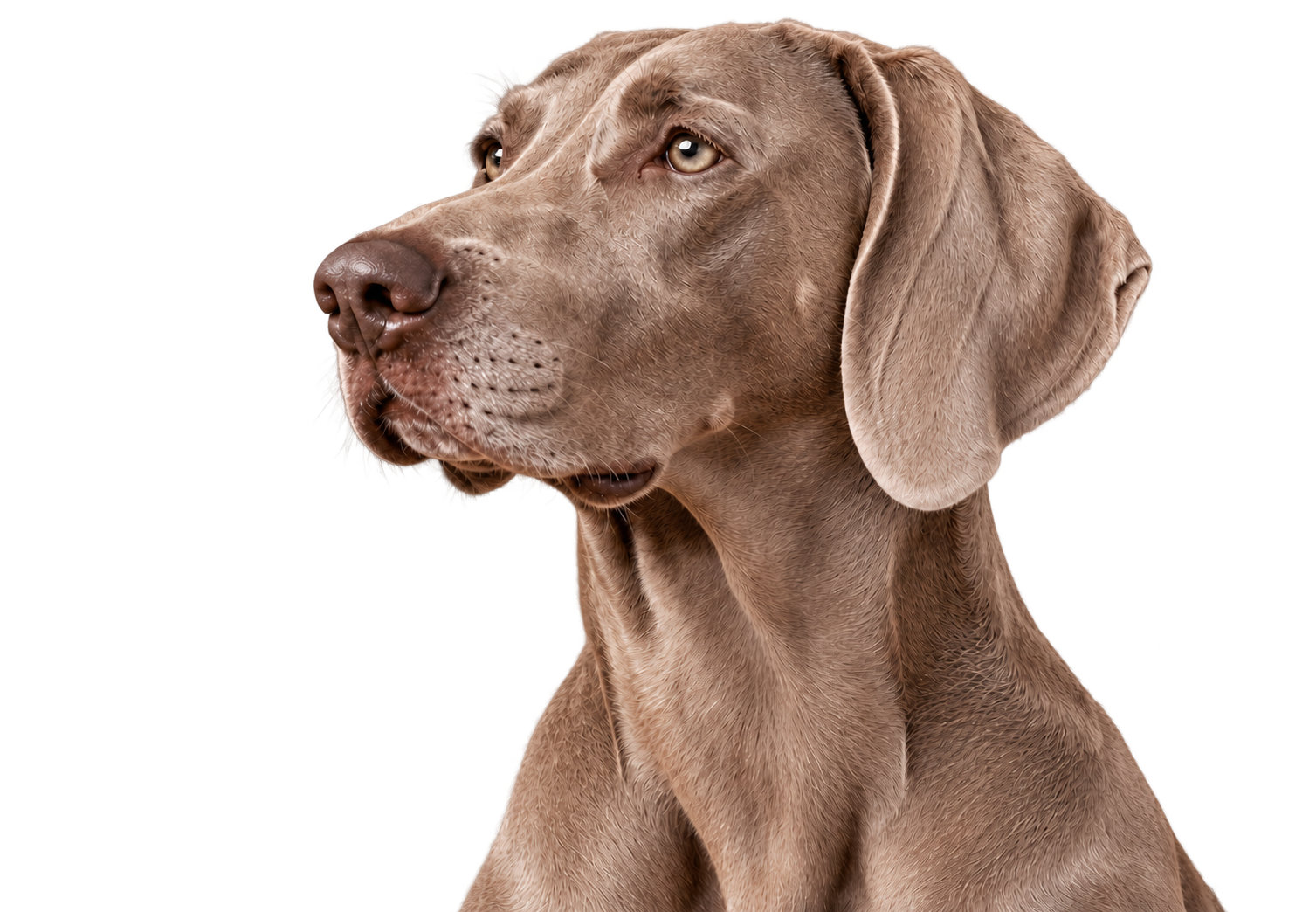 Weimaraner cinza prateado, o cão que inspira a identidade da Nardini Select